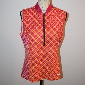 Terry sleeveless brightly patterned cycling shirt half zip